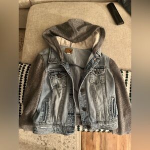 American Eagle Outfitters Denim and Gray Hooded Jacket